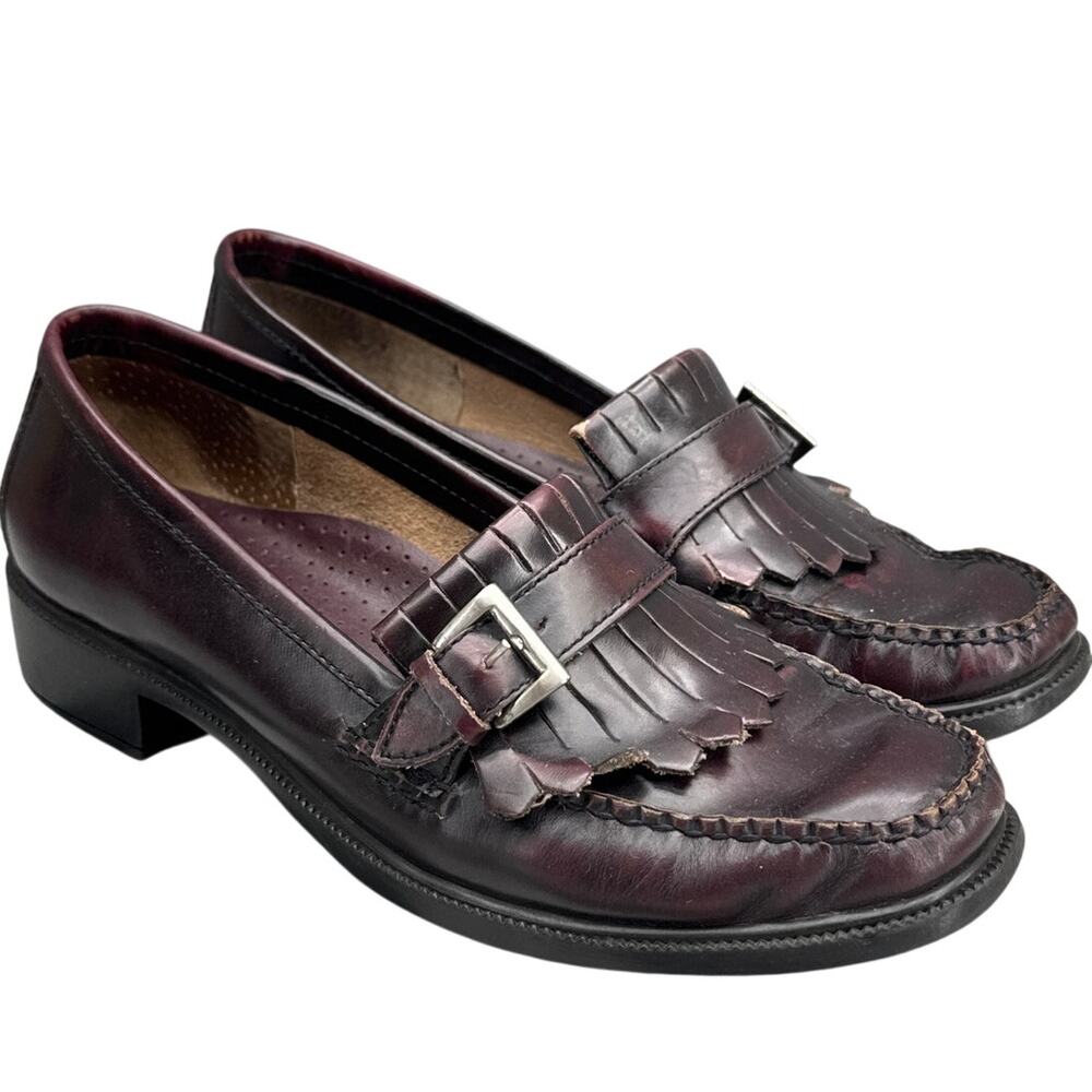 Eastland Rosalie Vintage Y2K  Burgundy Leather Kiltie Buckle Loafer Women 7.5